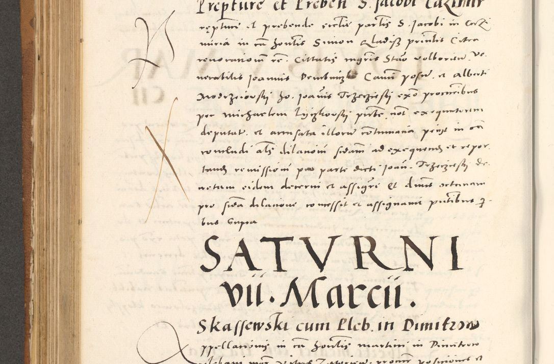 Zdjęcie nr 519 dla obiektu archiwalnego: Acta actorum, sententiarum tam diffinitivarum quam interloquutoriarum, decretorum, obligationum, quietationum et constitutionum procuratorum coram reverendo domino Andrea Przeczlauski scholastico vicarioque in spiritualibus generali Cracoviensi, ad annum Domini millesimum quingentesimum sexagesimum primum, cuius inditio quarta, pontidicatus Pii quarti, annus secundus, poeliciter sequuntur