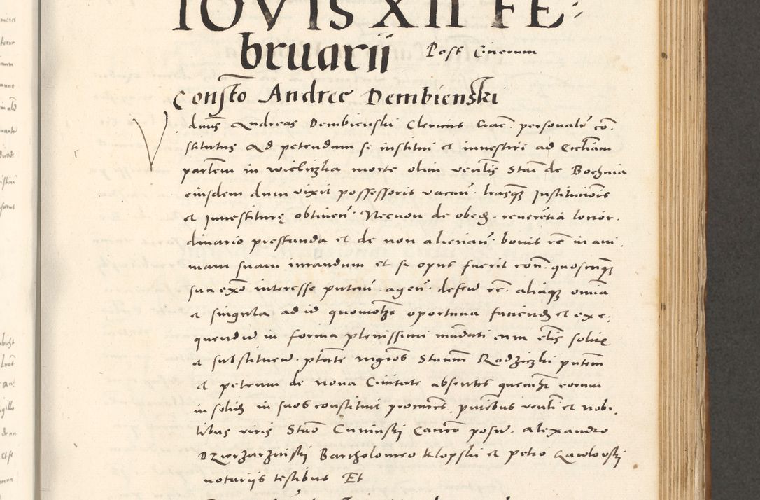 Zdjęcie nr 500 dla obiektu archiwalnego: Acta actorum, sententiarum tam diffinitivarum quam interloquutoriarum, decretorum, obligationum, quietationum et constitutionum procuratorum coram reverendo domino Andrea Przeczlauski scholastico vicarioque in spiritualibus generali Cracoviensi, ad annum Domini millesimum quingentesimum sexagesimum primum, cuius inditio quarta, pontidicatus Pii quarti, annus secundus, poeliciter sequuntur
