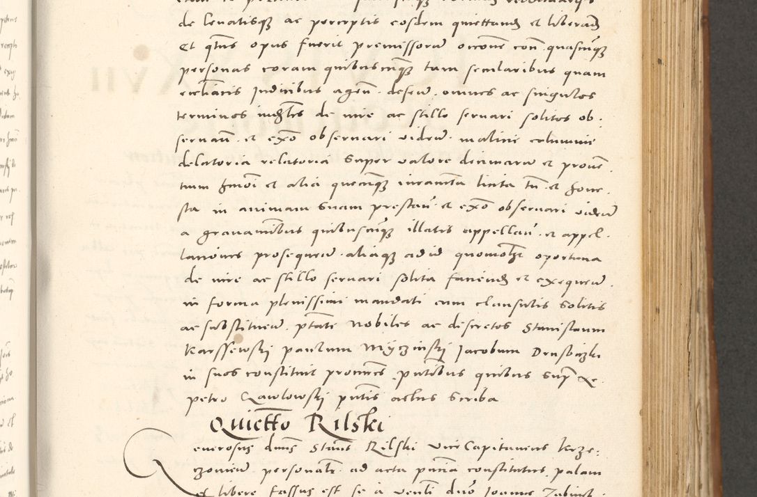 Zdjęcie nr 452 dla obiektu archiwalnego: Acta actorum, sententiarum tam diffinitivarum quam interloquutoriarum, decretorum, obligationum, quietationum et constitutionum procuratorum coram reverendo domino Andrea Przeczlauski scholastico vicarioque in spiritualibus generali Cracoviensi, ad annum Domini millesimum quingentesimum sexagesimum primum, cuius inditio quarta, pontidicatus Pii quarti, annus secundus, poeliciter sequuntur