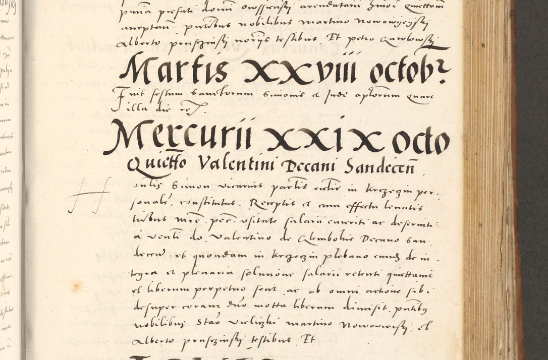 Zdjęcie nr 418 dla obiektu archiwalnego: Acta actorum, sententiarum tam diffinitivarum quam interloquutoriarum, decretorum, obligationum, quietationum et constitutionum procuratorum coram reverendo domino Andrea Przeczlauski scholastico vicarioque in spiritualibus generali Cracoviensi, ad annum Domini millesimum quingentesimum sexagesimum primum, cuius inditio quarta, pontidicatus Pii quarti, annus secundus, poeliciter sequuntur