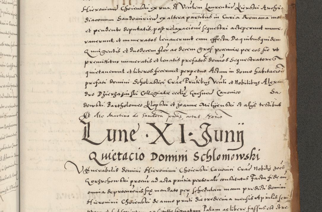 Zdjęcie nr 1242 dla obiektu archiwalnego: Acta actorum, sententiarum tam diffinitivarum quam interloquutoriarum, decretorum, obligationum, quietationum et constitutionum procuratorum coram reverendo domino Andrea Przeczlauski scholastico vicarioque in spiritualibus generali Cracoviensi, ad annum Domini millesimum quingentesimum sexagesimum primum, cuius inditio quarta, pontidicatus Pii quarti, annus secundus, poeliciter sequuntur