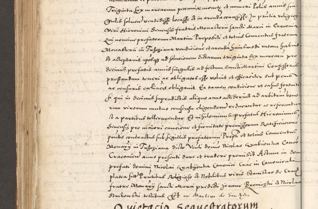 Zdjęcie nr 1241 dla obiektu archiwalnego: Acta actorum, sententiarum tam diffinitivarum quam interloquutoriarum, decretorum, obligationum, quietationum et constitutionum procuratorum coram reverendo domino Andrea Przeczlauski scholastico vicarioque in spiritualibus generali Cracoviensi, ad annum Domini millesimum quingentesimum sexagesimum primum, cuius inditio quarta, pontidicatus Pii quarti, annus secundus, poeliciter sequuntur