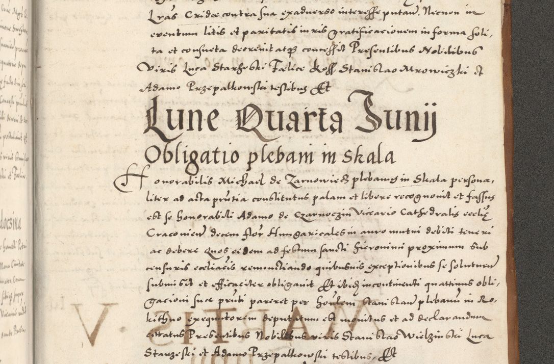 Zdjęcie nr 1232 dla obiektu archiwalnego: Acta actorum, sententiarum tam diffinitivarum quam interloquutoriarum, decretorum, obligationum, quietationum et constitutionum procuratorum coram reverendo domino Andrea Przeczlauski scholastico vicarioque in spiritualibus generali Cracoviensi, ad annum Domini millesimum quingentesimum sexagesimum primum, cuius inditio quarta, pontidicatus Pii quarti, annus secundus, poeliciter sequuntur
