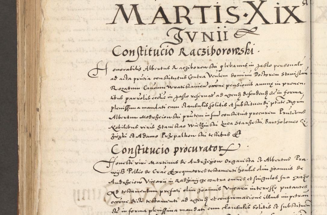 Zdjęcie nr 1237 dla obiektu archiwalnego: Acta actorum, sententiarum tam diffinitivarum quam interloquutoriarum, decretorum, obligationum, quietationum et constitutionum procuratorum coram reverendo domino Andrea Przeczlauski scholastico vicarioque in spiritualibus generali Cracoviensi, ad annum Domini millesimum quingentesimum sexagesimum primum, cuius inditio quarta, pontidicatus Pii quarti, annus secundus, poeliciter sequuntur