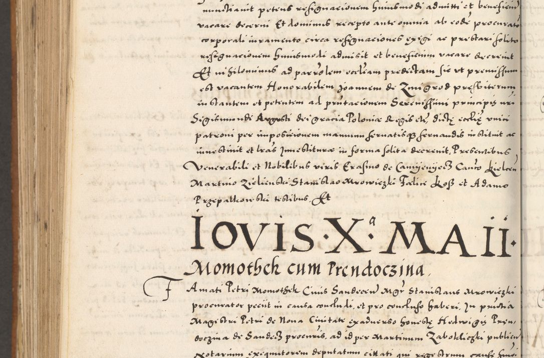 Zdjęcie nr 1217 dla obiektu archiwalnego: Acta actorum, sententiarum tam diffinitivarum quam interloquutoriarum, decretorum, obligationum, quietationum et constitutionum procuratorum coram reverendo domino Andrea Przeczlauski scholastico vicarioque in spiritualibus generali Cracoviensi, ad annum Domini millesimum quingentesimum sexagesimum primum, cuius inditio quarta, pontidicatus Pii quarti, annus secundus, poeliciter sequuntur