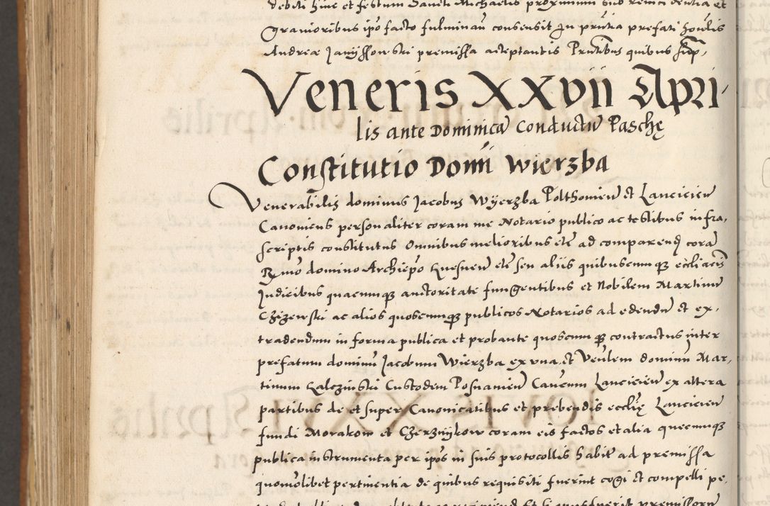 Zdjęcie nr 1211 dla obiektu archiwalnego: Acta actorum, sententiarum tam diffinitivarum quam interloquutoriarum, decretorum, obligationum, quietationum et constitutionum procuratorum coram reverendo domino Andrea Przeczlauski scholastico vicarioque in spiritualibus generali Cracoviensi, ad annum Domini millesimum quingentesimum sexagesimum primum, cuius inditio quarta, pontidicatus Pii quarti, annus secundus, poeliciter sequuntur