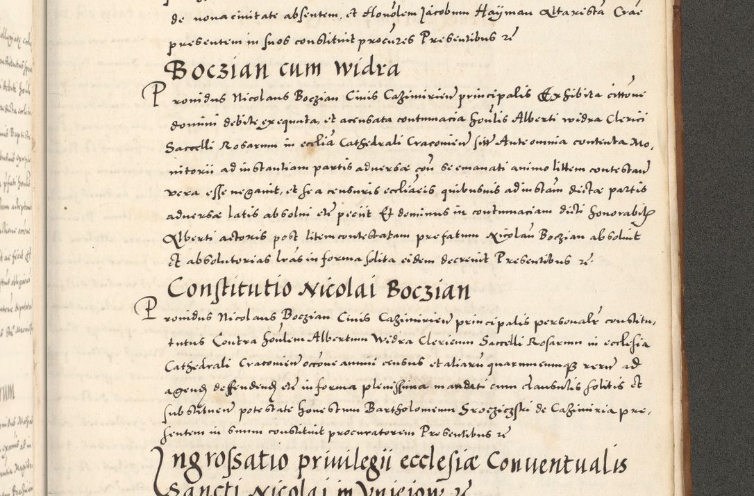 Zdjęcie nr 1208 dla obiektu archiwalnego: Acta actorum, sententiarum tam diffinitivarum quam interloquutoriarum, decretorum, obligationum, quietationum et constitutionum procuratorum coram reverendo domino Andrea Przeczlauski scholastico vicarioque in spiritualibus generali Cracoviensi, ad annum Domini millesimum quingentesimum sexagesimum primum, cuius inditio quarta, pontidicatus Pii quarti, annus secundus, poeliciter sequuntur
