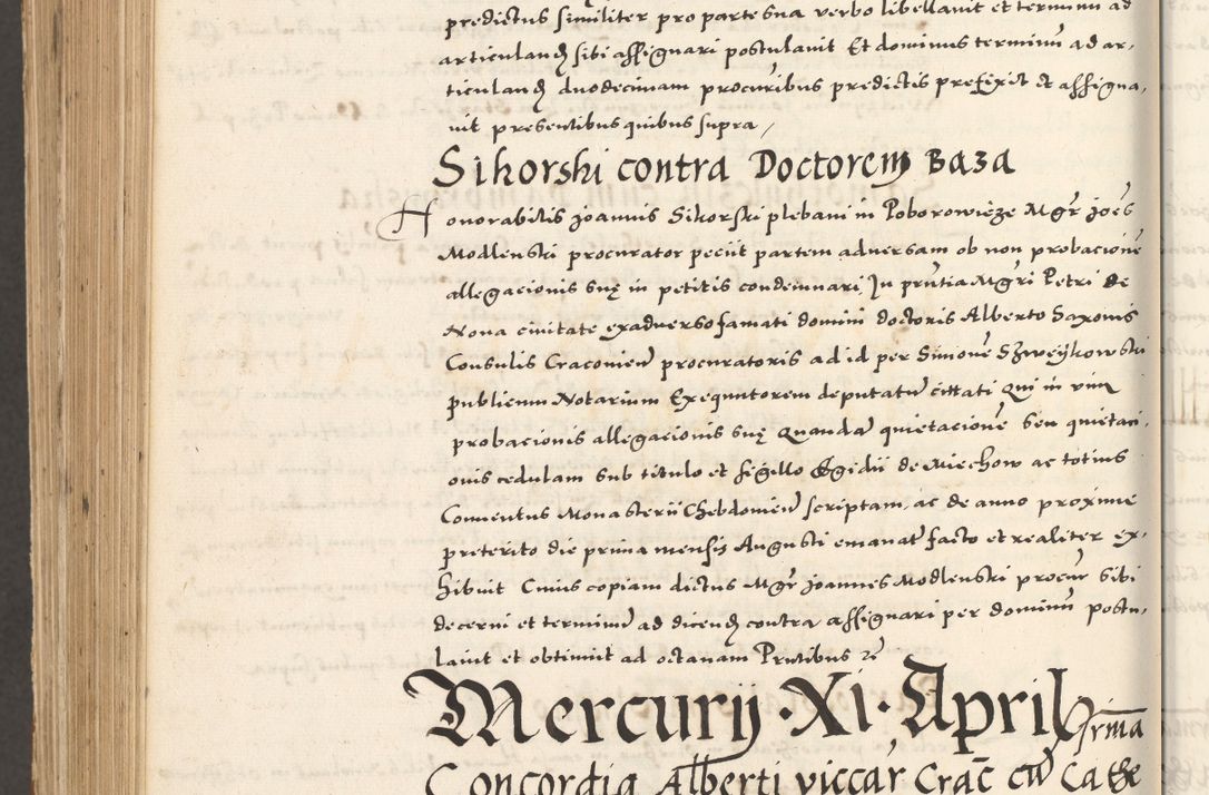 Zdjęcie nr 1195 dla obiektu archiwalnego: Acta actorum, sententiarum tam diffinitivarum quam interloquutoriarum, decretorum, obligationum, quietationum et constitutionum procuratorum coram reverendo domino Andrea Przeczlauski scholastico vicarioque in spiritualibus generali Cracoviensi, ad annum Domini millesimum quingentesimum sexagesimum primum, cuius inditio quarta, pontidicatus Pii quarti, annus secundus, poeliciter sequuntur