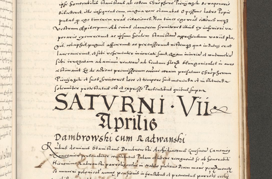 Zdjęcie nr 1192 dla obiektu archiwalnego: Acta actorum, sententiarum tam diffinitivarum quam interloquutoriarum, decretorum, obligationum, quietationum et constitutionum procuratorum coram reverendo domino Andrea Przeczlauski scholastico vicarioque in spiritualibus generali Cracoviensi, ad annum Domini millesimum quingentesimum sexagesimum primum, cuius inditio quarta, pontidicatus Pii quarti, annus secundus, poeliciter sequuntur