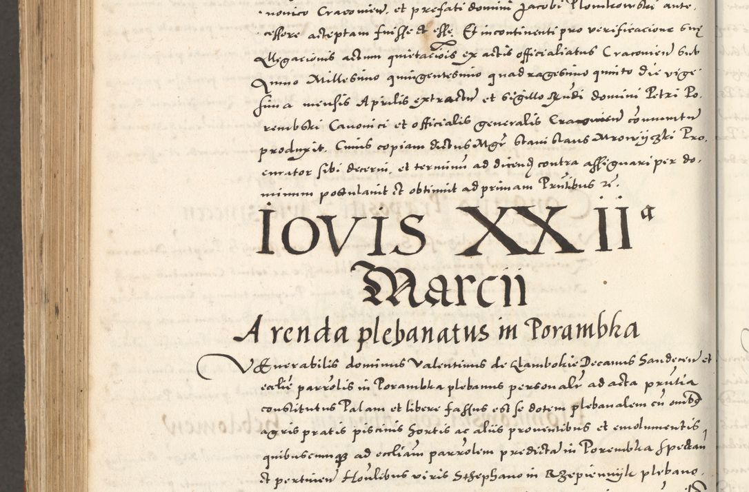 Zdjęcie nr 1175 dla obiektu archiwalnego: Acta actorum, sententiarum tam diffinitivarum quam interloquutoriarum, decretorum, obligationum, quietationum et constitutionum procuratorum coram reverendo domino Andrea Przeczlauski scholastico vicarioque in spiritualibus generali Cracoviensi, ad annum Domini millesimum quingentesimum sexagesimum primum, cuius inditio quarta, pontidicatus Pii quarti, annus secundus, poeliciter sequuntur
