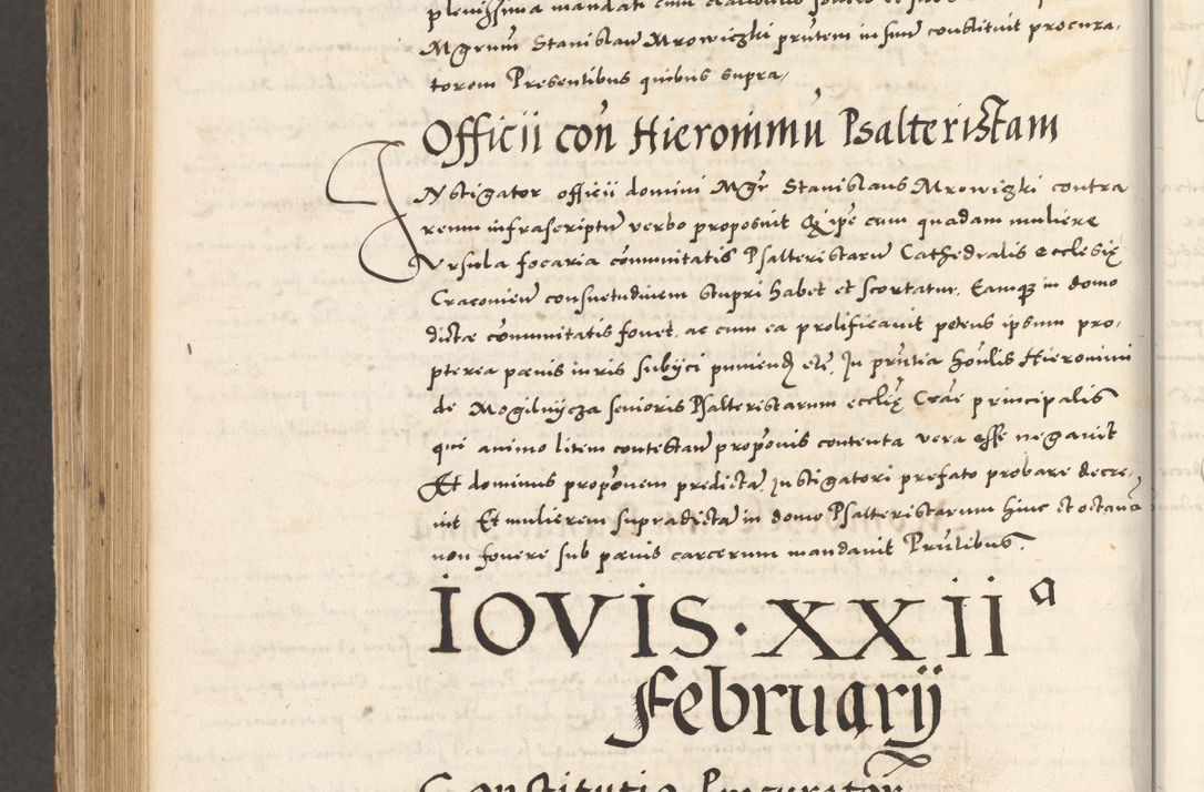 Zdjęcie nr 1159 dla obiektu archiwalnego: Acta actorum, sententiarum tam diffinitivarum quam interloquutoriarum, decretorum, obligationum, quietationum et constitutionum procuratorum coram reverendo domino Andrea Przeczlauski scholastico vicarioque in spiritualibus generali Cracoviensi, ad annum Domini millesimum quingentesimum sexagesimum primum, cuius inditio quarta, pontidicatus Pii quarti, annus secundus, poeliciter sequuntur