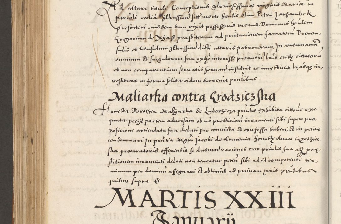 Zdjęcie nr 1139 dla obiektu archiwalnego: Acta actorum, sententiarum tam diffinitivarum quam interloquutoriarum, decretorum, obligationum, quietationum et constitutionum procuratorum coram reverendo domino Andrea Przeczlauski scholastico vicarioque in spiritualibus generali Cracoviensi, ad annum Domini millesimum quingentesimum sexagesimum primum, cuius inditio quarta, pontidicatus Pii quarti, annus secundus, poeliciter sequuntur