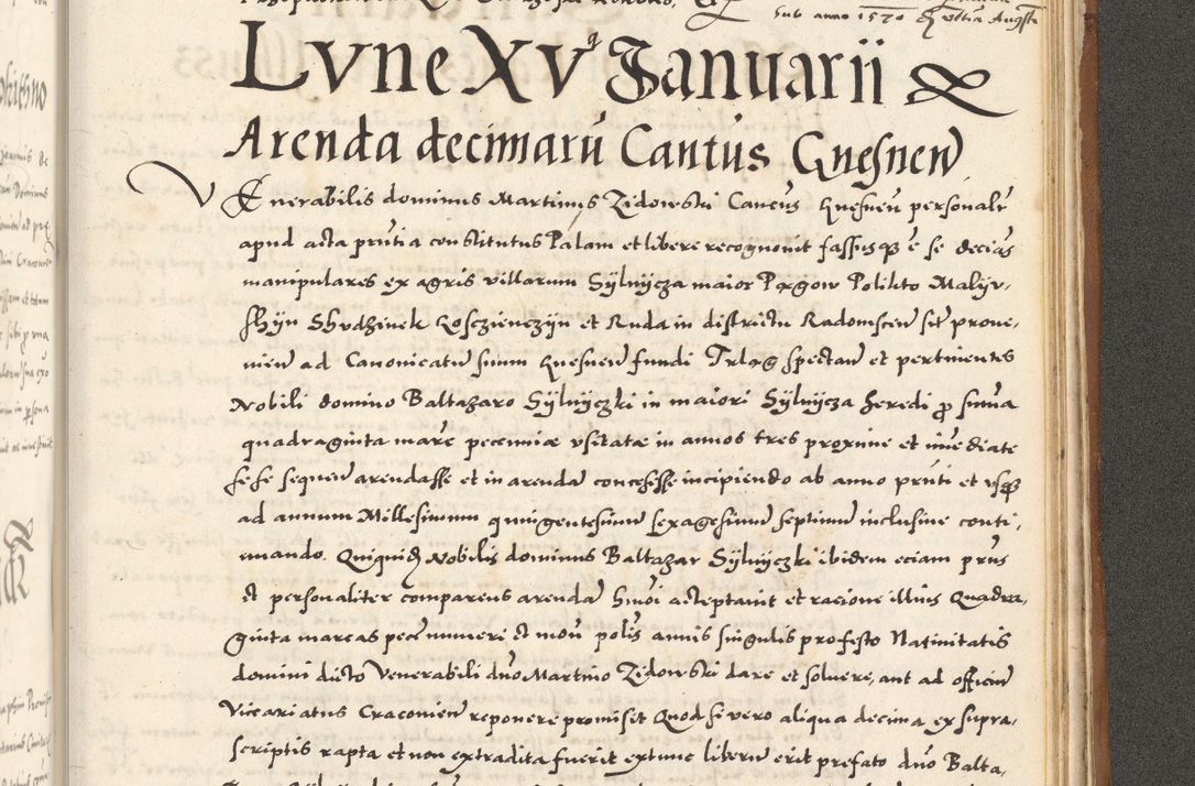 Zdjęcie nr 1136 dla obiektu archiwalnego: Acta actorum, sententiarum tam diffinitivarum quam interloquutoriarum, decretorum, obligationum, quietationum et constitutionum procuratorum coram reverendo domino Andrea Przeczlauski scholastico vicarioque in spiritualibus generali Cracoviensi, ad annum Domini millesimum quingentesimum sexagesimum primum, cuius inditio quarta, pontidicatus Pii quarti, annus secundus, poeliciter sequuntur