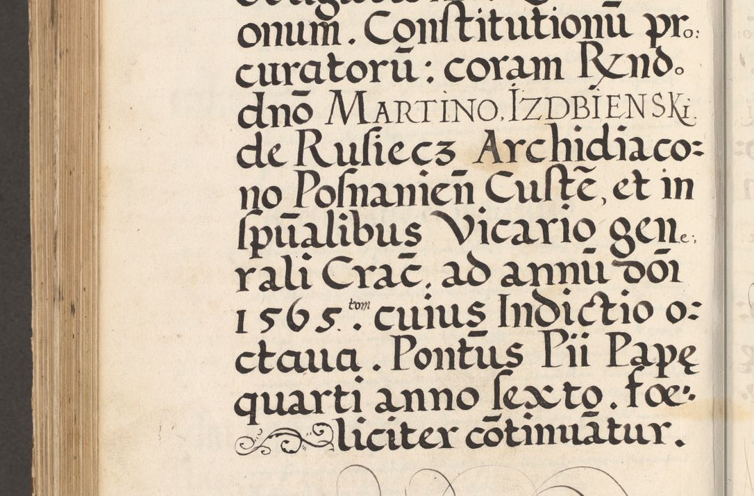 Zdjęcie nr 1131 dla obiektu archiwalnego: Acta actorum, sententiarum tam diffinitivarum quam interloquutoriarum, decretorum, obligationum, quietationum et constitutionum procuratorum coram reverendo domino Andrea Przeczlauski scholastico vicarioque in spiritualibus generali Cracoviensi, ad annum Domini millesimum quingentesimum sexagesimum primum, cuius inditio quarta, pontidicatus Pii quarti, annus secundus, poeliciter sequuntur