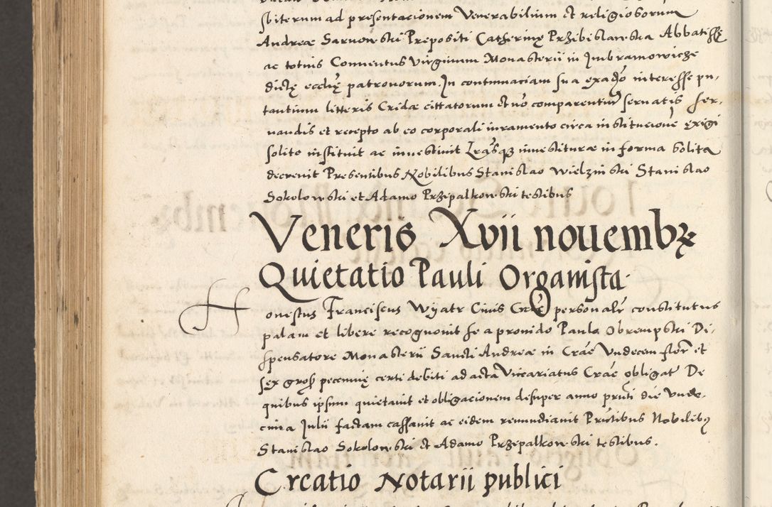 Zdjęcie nr 1127 dla obiektu archiwalnego: Acta actorum, sententiarum tam diffinitivarum quam interloquutoriarum, decretorum, obligationum, quietationum et constitutionum procuratorum coram reverendo domino Andrea Przeczlauski scholastico vicarioque in spiritualibus generali Cracoviensi, ad annum Domini millesimum quingentesimum sexagesimum primum, cuius inditio quarta, pontidicatus Pii quarti, annus secundus, poeliciter sequuntur