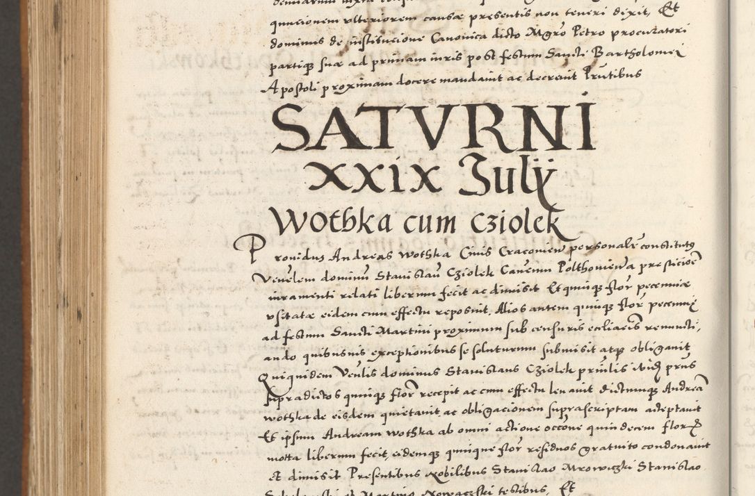 Zdjęcie nr 1103 dla obiektu archiwalnego: Acta actorum, sententiarum tam diffinitivarum quam interloquutoriarum, decretorum, obligationum, quietationum et constitutionum procuratorum coram reverendo domino Andrea Przeczlauski scholastico vicarioque in spiritualibus generali Cracoviensi, ad annum Domini millesimum quingentesimum sexagesimum primum, cuius inditio quarta, pontidicatus Pii quarti, annus secundus, poeliciter sequuntur