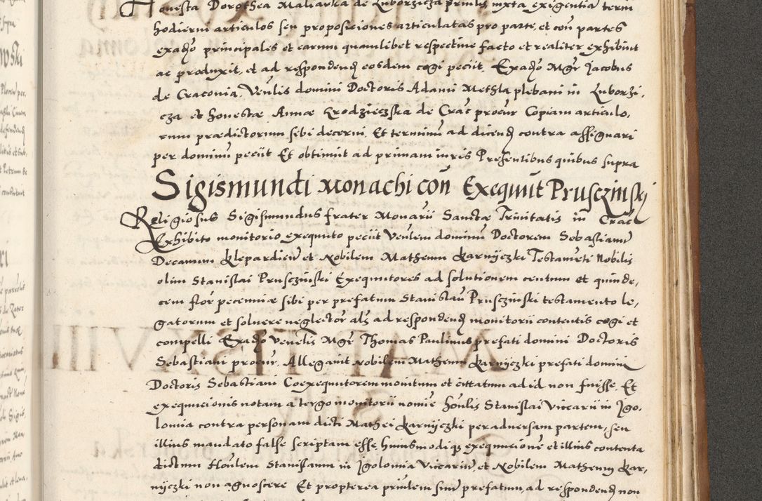 Zdjęcie nr 1098 dla obiektu archiwalnego: Acta actorum, sententiarum tam diffinitivarum quam interloquutoriarum, decretorum, obligationum, quietationum et constitutionum procuratorum coram reverendo domino Andrea Przeczlauski scholastico vicarioque in spiritualibus generali Cracoviensi, ad annum Domini millesimum quingentesimum sexagesimum primum, cuius inditio quarta, pontidicatus Pii quarti, annus secundus, poeliciter sequuntur