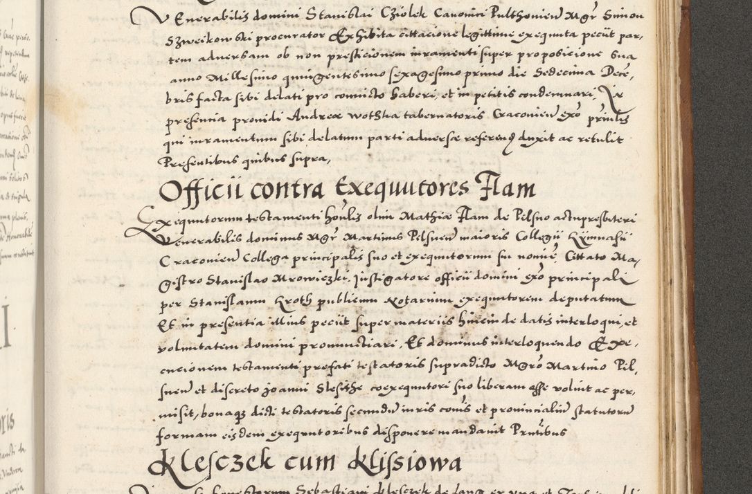 Zdjęcie nr 1094 dla obiektu archiwalnego: Acta actorum, sententiarum tam diffinitivarum quam interloquutoriarum, decretorum, obligationum, quietationum et constitutionum procuratorum coram reverendo domino Andrea Przeczlauski scholastico vicarioque in spiritualibus generali Cracoviensi, ad annum Domini millesimum quingentesimum sexagesimum primum, cuius inditio quarta, pontidicatus Pii quarti, annus secundus, poeliciter sequuntur