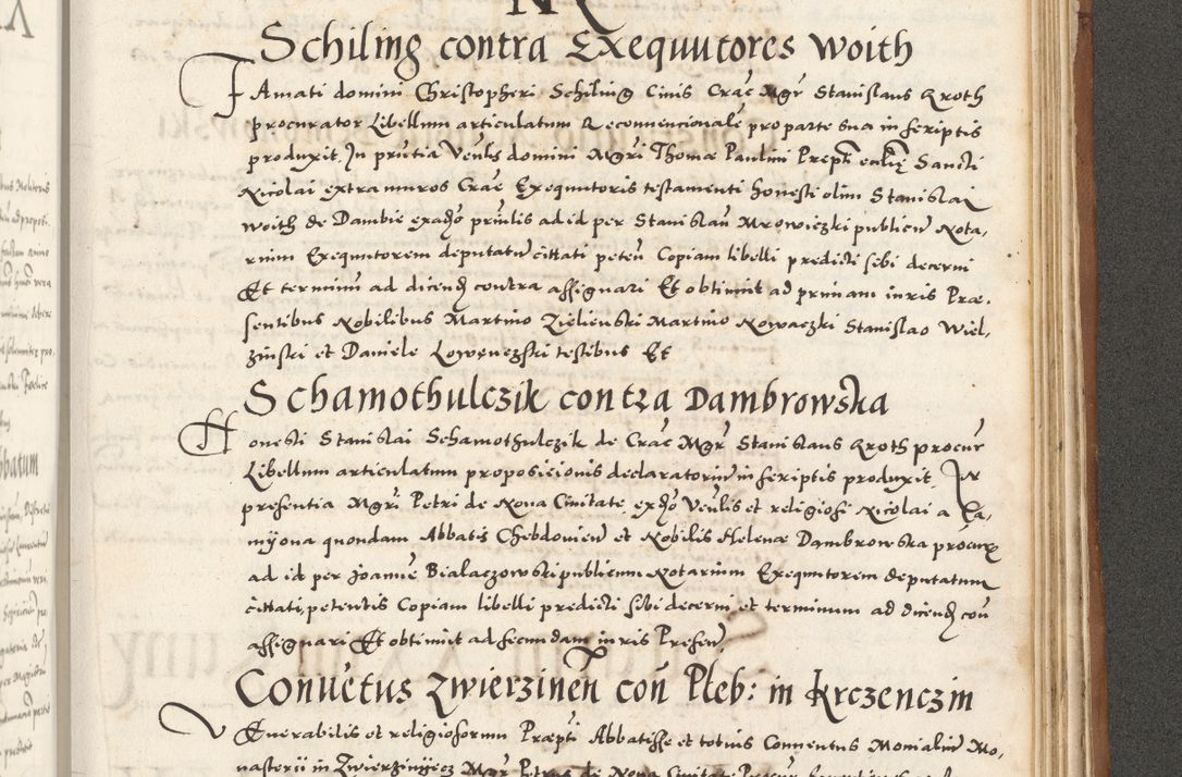 Zdjęcie nr 1082 dla obiektu archiwalnego: Acta actorum, sententiarum tam diffinitivarum quam interloquutoriarum, decretorum, obligationum, quietationum et constitutionum procuratorum coram reverendo domino Andrea Przeczlauski scholastico vicarioque in spiritualibus generali Cracoviensi, ad annum Domini millesimum quingentesimum sexagesimum primum, cuius inditio quarta, pontidicatus Pii quarti, annus secundus, poeliciter sequuntur