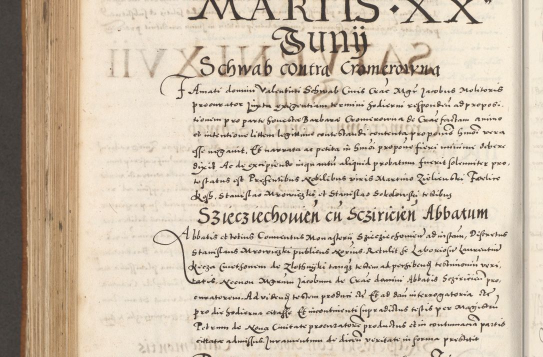 Zdjęcie nr 1081 dla obiektu archiwalnego: Acta actorum, sententiarum tam diffinitivarum quam interloquutoriarum, decretorum, obligationum, quietationum et constitutionum procuratorum coram reverendo domino Andrea Przeczlauski scholastico vicarioque in spiritualibus generali Cracoviensi, ad annum Domini millesimum quingentesimum sexagesimum primum, cuius inditio quarta, pontidicatus Pii quarti, annus secundus, poeliciter sequuntur