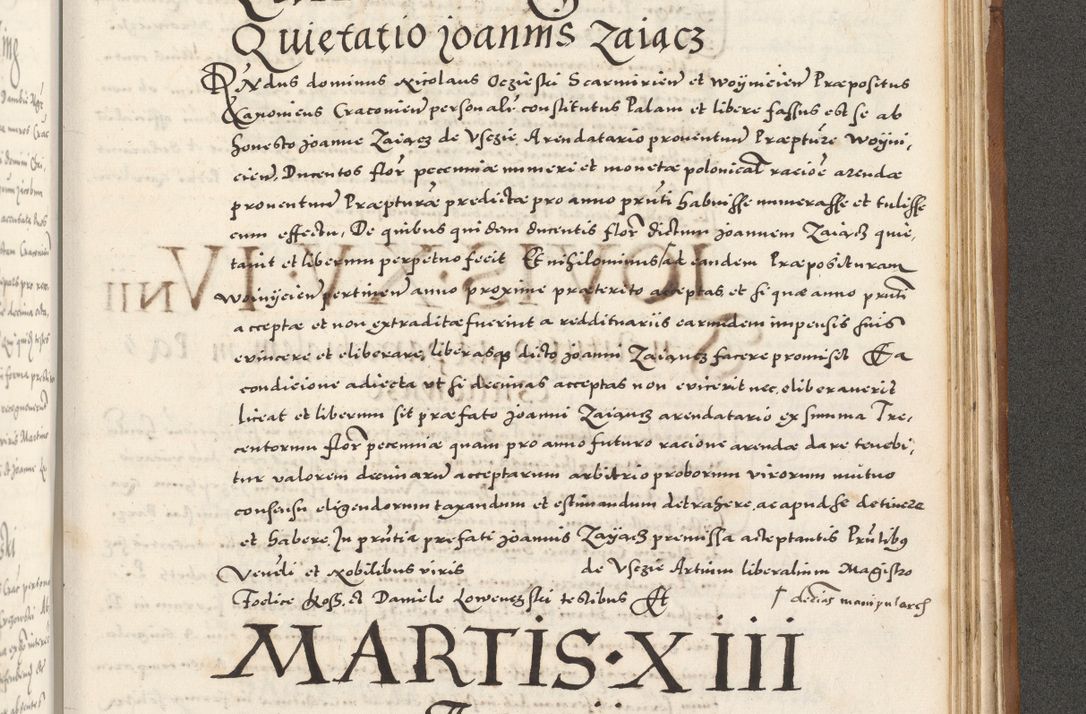 Zdjęcie nr 1078 dla obiektu archiwalnego: Acta actorum, sententiarum tam diffinitivarum quam interloquutoriarum, decretorum, obligationum, quietationum et constitutionum procuratorum coram reverendo domino Andrea Przeczlauski scholastico vicarioque in spiritualibus generali Cracoviensi, ad annum Domini millesimum quingentesimum sexagesimum primum, cuius inditio quarta, pontidicatus Pii quarti, annus secundus, poeliciter sequuntur