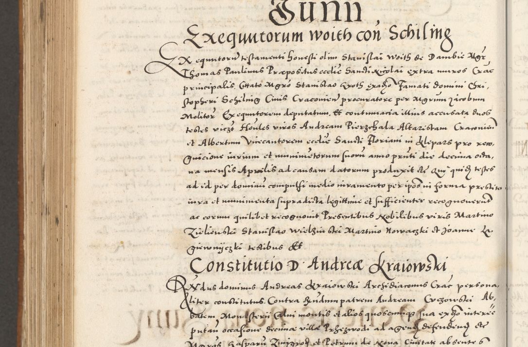Zdjęcie nr 1077 dla obiektu archiwalnego: Acta actorum, sententiarum tam diffinitivarum quam interloquutoriarum, decretorum, obligationum, quietationum et constitutionum procuratorum coram reverendo domino Andrea Przeczlauski scholastico vicarioque in spiritualibus generali Cracoviensi, ad annum Domini millesimum quingentesimum sexagesimum primum, cuius inditio quarta, pontidicatus Pii quarti, annus secundus, poeliciter sequuntur