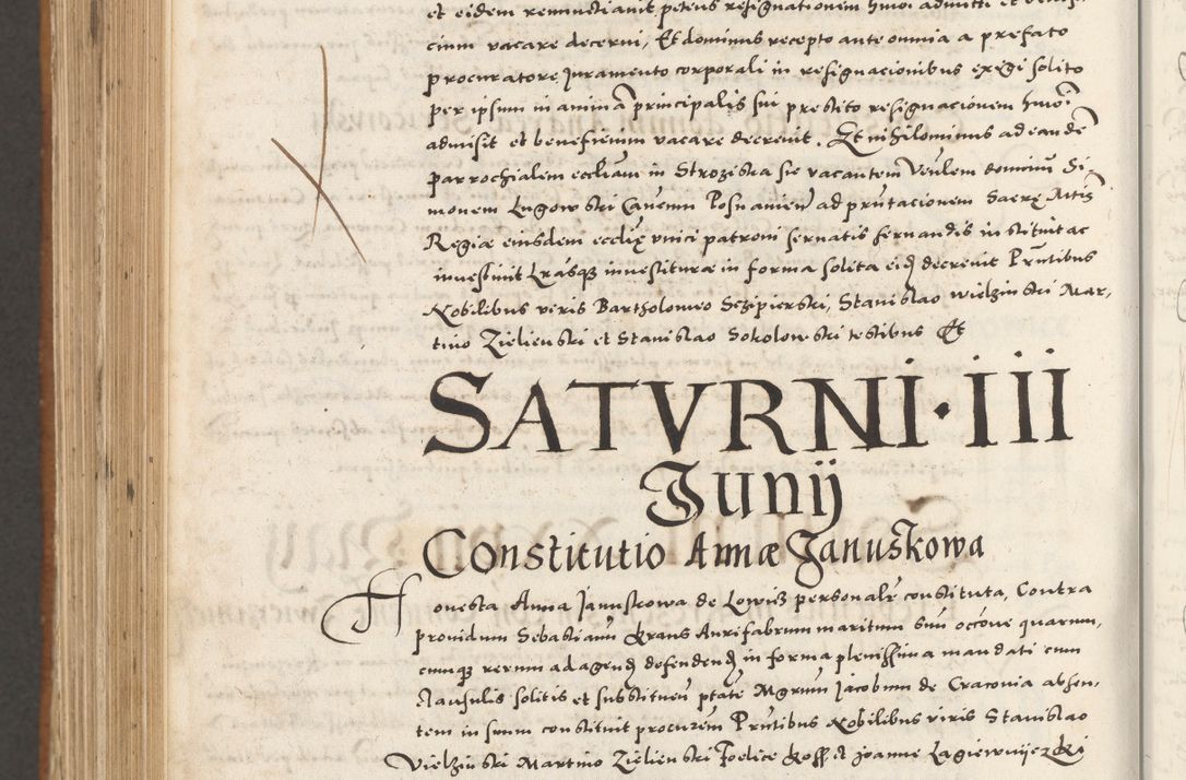 Zdjęcie nr 1073 dla obiektu archiwalnego: Acta actorum, sententiarum tam diffinitivarum quam interloquutoriarum, decretorum, obligationum, quietationum et constitutionum procuratorum coram reverendo domino Andrea Przeczlauski scholastico vicarioque in spiritualibus generali Cracoviensi, ad annum Domini millesimum quingentesimum sexagesimum primum, cuius inditio quarta, pontidicatus Pii quarti, annus secundus, poeliciter sequuntur