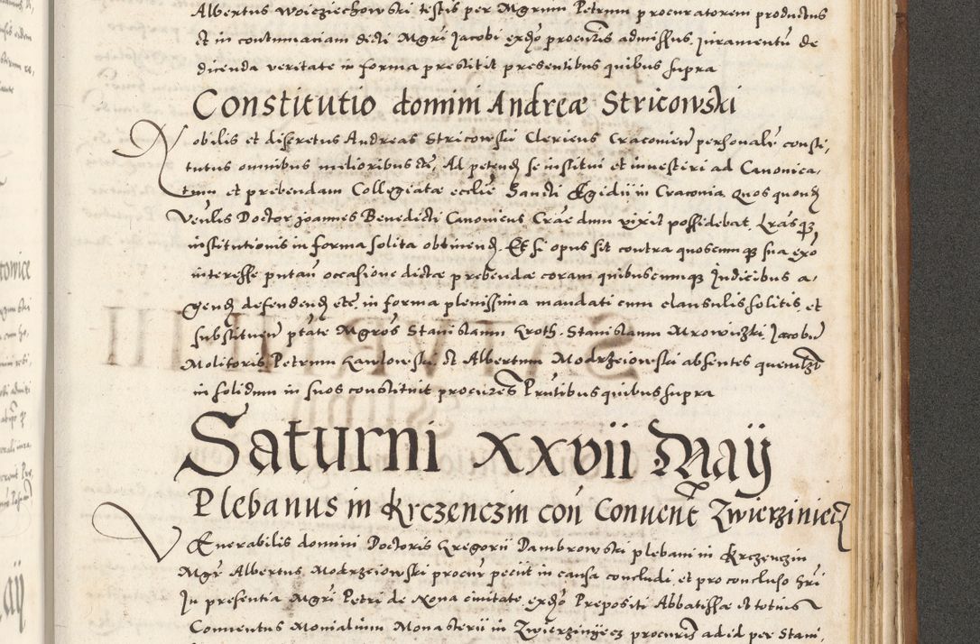 Zdjęcie nr 1072 dla obiektu archiwalnego: Acta actorum, sententiarum tam diffinitivarum quam interloquutoriarum, decretorum, obligationum, quietationum et constitutionum procuratorum coram reverendo domino Andrea Przeczlauski scholastico vicarioque in spiritualibus generali Cracoviensi, ad annum Domini millesimum quingentesimum sexagesimum primum, cuius inditio quarta, pontidicatus Pii quarti, annus secundus, poeliciter sequuntur