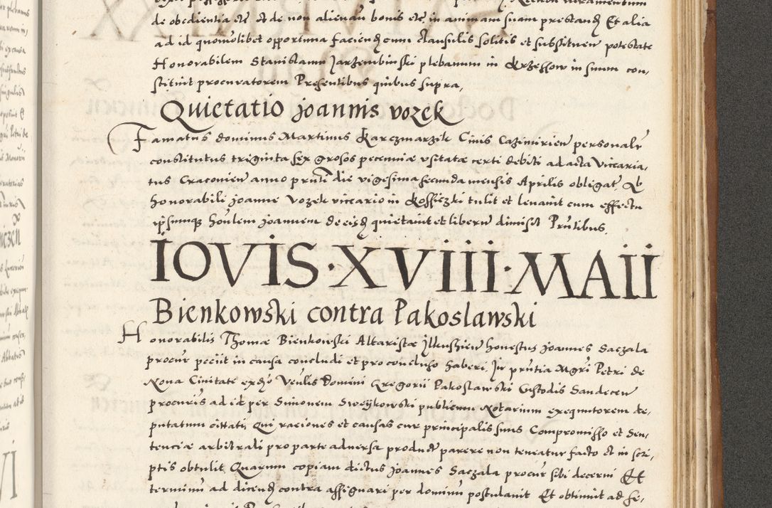 Zdjęcie nr 1068 dla obiektu archiwalnego: Acta actorum, sententiarum tam diffinitivarum quam interloquutoriarum, decretorum, obligationum, quietationum et constitutionum procuratorum coram reverendo domino Andrea Przeczlauski scholastico vicarioque in spiritualibus generali Cracoviensi, ad annum Domini millesimum quingentesimum sexagesimum primum, cuius inditio quarta, pontidicatus Pii quarti, annus secundus, poeliciter sequuntur