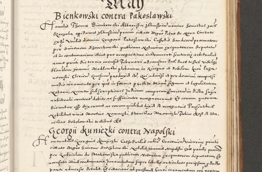 Zdjęcie nr 1066 dla obiektu archiwalnego: Acta actorum, sententiarum tam diffinitivarum quam interloquutoriarum, decretorum, obligationum, quietationum et constitutionum procuratorum coram reverendo domino Andrea Przeczlauski scholastico vicarioque in spiritualibus generali Cracoviensi, ad annum Domini millesimum quingentesimum sexagesimum primum, cuius inditio quarta, pontidicatus Pii quarti, annus secundus, poeliciter sequuntur