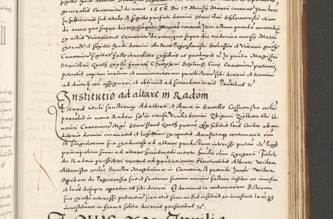 Zdjęcie nr 1054 dla obiektu archiwalnego: Acta actorum, sententiarum tam diffinitivarum quam interloquutoriarum, decretorum, obligationum, quietationum et constitutionum procuratorum coram reverendo domino Andrea Przeczlauski scholastico vicarioque in spiritualibus generali Cracoviensi, ad annum Domini millesimum quingentesimum sexagesimum primum, cuius inditio quarta, pontidicatus Pii quarti, annus secundus, poeliciter sequuntur