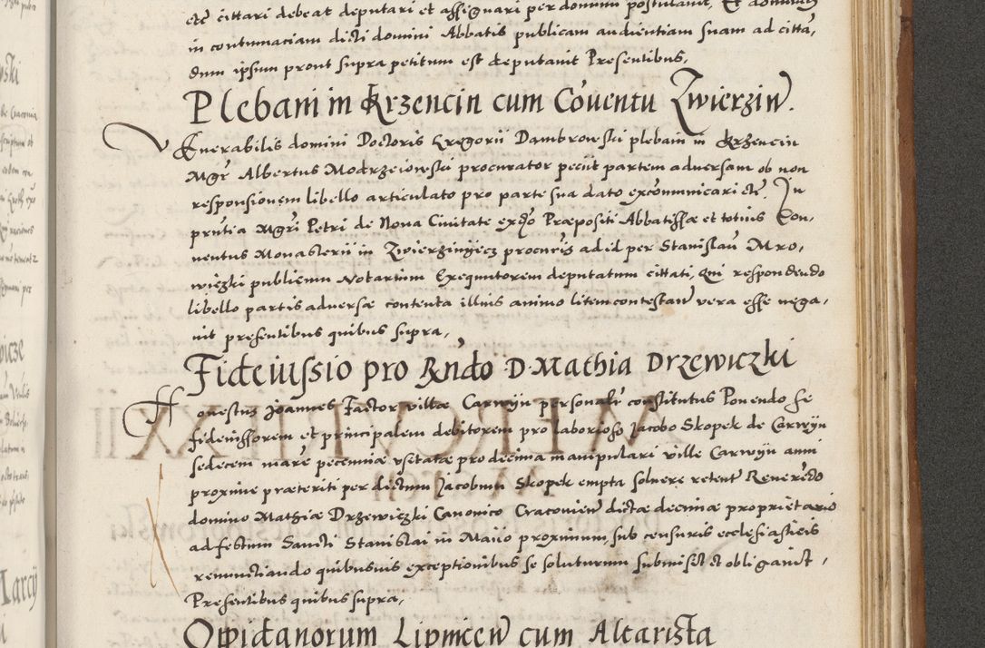 Zdjęcie nr 1044 dla obiektu archiwalnego: Acta actorum, sententiarum tam diffinitivarum quam interloquutoriarum, decretorum, obligationum, quietationum et constitutionum procuratorum coram reverendo domino Andrea Przeczlauski scholastico vicarioque in spiritualibus generali Cracoviensi, ad annum Domini millesimum quingentesimum sexagesimum primum, cuius inditio quarta, pontidicatus Pii quarti, annus secundus, poeliciter sequuntur