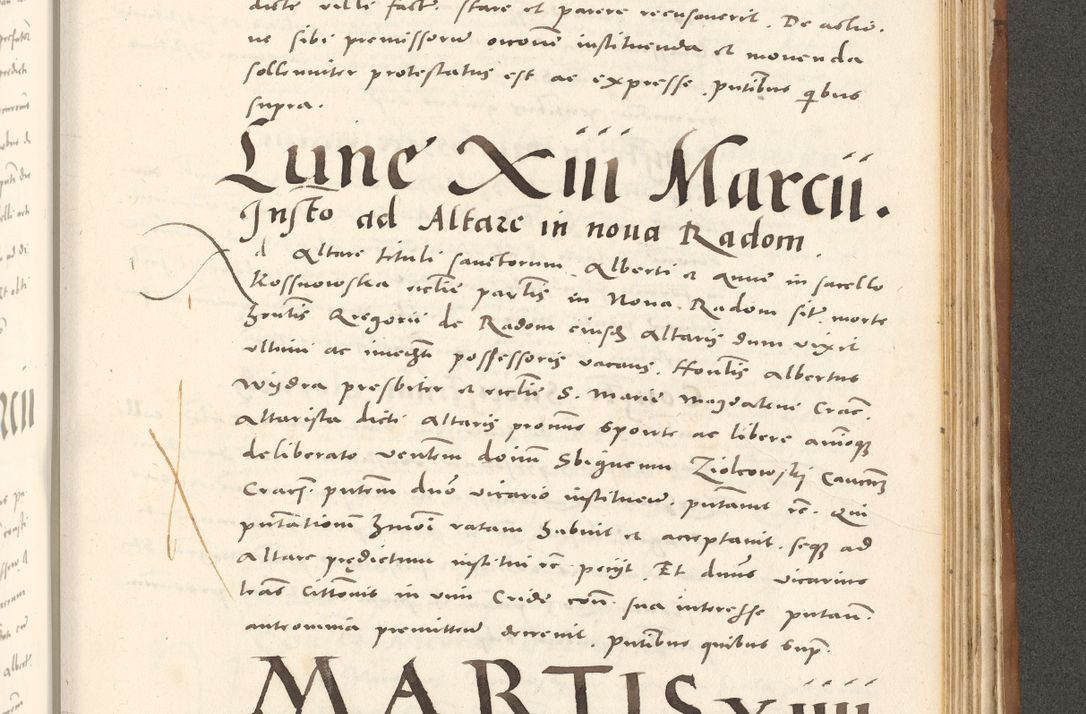 Zdjęcie nr 1038 dla obiektu archiwalnego: Acta actorum, sententiarum tam diffinitivarum quam interloquutoriarum, decretorum, obligationum, quietationum et constitutionum procuratorum coram reverendo domino Andrea Przeczlauski scholastico vicarioque in spiritualibus generali Cracoviensi, ad annum Domini millesimum quingentesimum sexagesimum primum, cuius inditio quarta, pontidicatus Pii quarti, annus secundus, poeliciter sequuntur