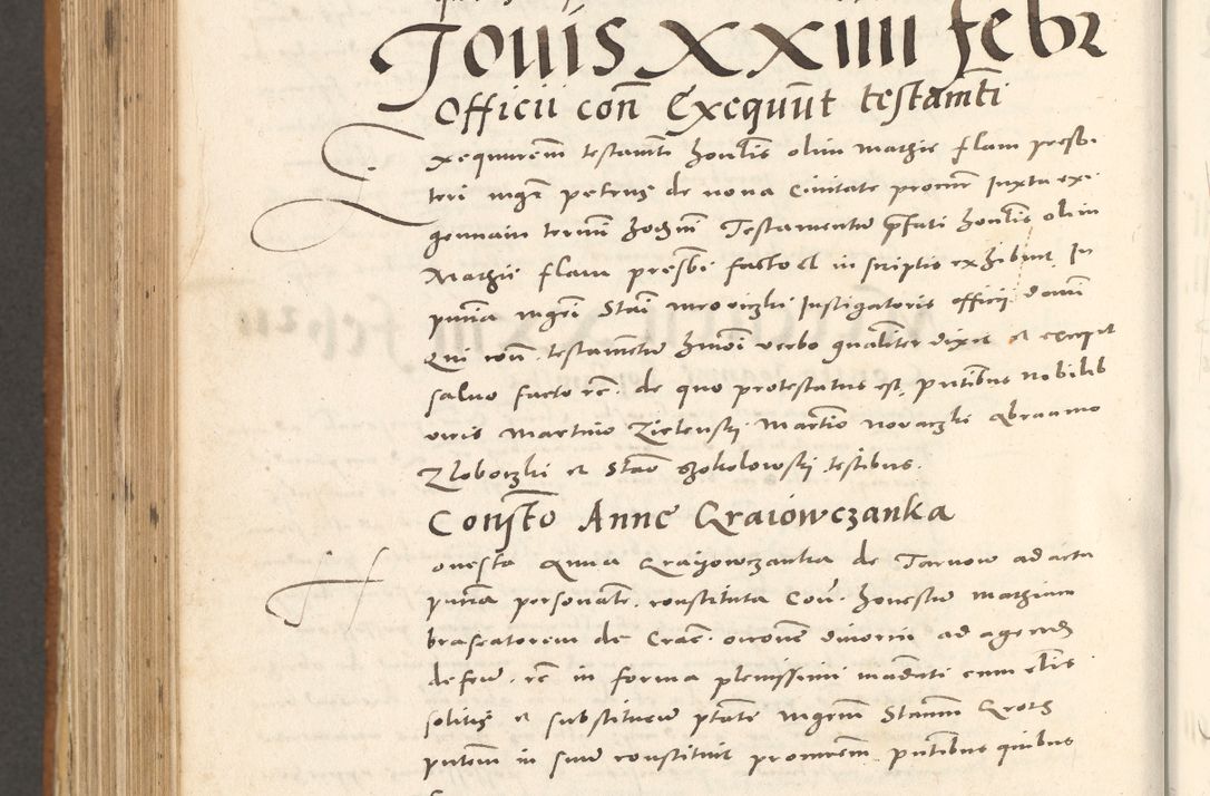 Zdjęcie nr 1033 dla obiektu archiwalnego: Acta actorum, sententiarum tam diffinitivarum quam interloquutoriarum, decretorum, obligationum, quietationum et constitutionum procuratorum coram reverendo domino Andrea Przeczlauski scholastico vicarioque in spiritualibus generali Cracoviensi, ad annum Domini millesimum quingentesimum sexagesimum primum, cuius inditio quarta, pontidicatus Pii quarti, annus secundus, poeliciter sequuntur