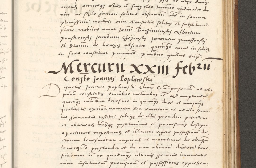 Zdjęcie nr 1032 dla obiektu archiwalnego: Acta actorum, sententiarum tam diffinitivarum quam interloquutoriarum, decretorum, obligationum, quietationum et constitutionum procuratorum coram reverendo domino Andrea Przeczlauski scholastico vicarioque in spiritualibus generali Cracoviensi, ad annum Domini millesimum quingentesimum sexagesimum primum, cuius inditio quarta, pontidicatus Pii quarti, annus secundus, poeliciter sequuntur