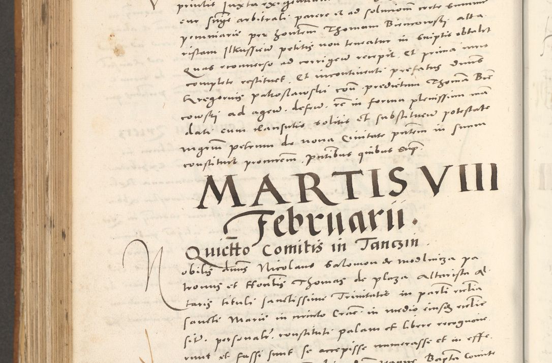 Zdjęcie nr 1023 dla obiektu archiwalnego: Acta actorum, sententiarum tam diffinitivarum quam interloquutoriarum, decretorum, obligationum, quietationum et constitutionum procuratorum coram reverendo domino Andrea Przeczlauski scholastico vicarioque in spiritualibus generali Cracoviensi, ad annum Domini millesimum quingentesimum sexagesimum primum, cuius inditio quarta, pontidicatus Pii quarti, annus secundus, poeliciter sequuntur