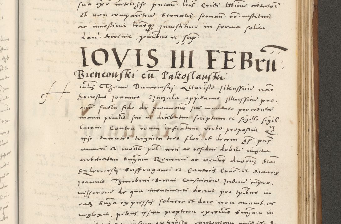 Zdjęcie nr 1020 dla obiektu archiwalnego: Acta actorum, sententiarum tam diffinitivarum quam interloquutoriarum, decretorum, obligationum, quietationum et constitutionum procuratorum coram reverendo domino Andrea Przeczlauski scholastico vicarioque in spiritualibus generali Cracoviensi, ad annum Domini millesimum quingentesimum sexagesimum primum, cuius inditio quarta, pontidicatus Pii quarti, annus secundus, poeliciter sequuntur