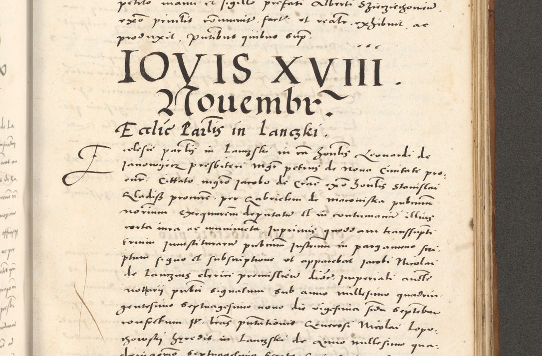 Zdjęcie nr 988 dla obiektu archiwalnego: Acta actorum, sententiarum tam diffinitivarum quam interloquutoriarum, decretorum, obligationum, quietationum et constitutionum procuratorum coram reverendo domino Andrea Przeczlauski scholastico vicarioque in spiritualibus generali Cracoviensi, ad annum Domini millesimum quingentesimum sexagesimum primum, cuius inditio quarta, pontidicatus Pii quarti, annus secundus, poeliciter sequuntur