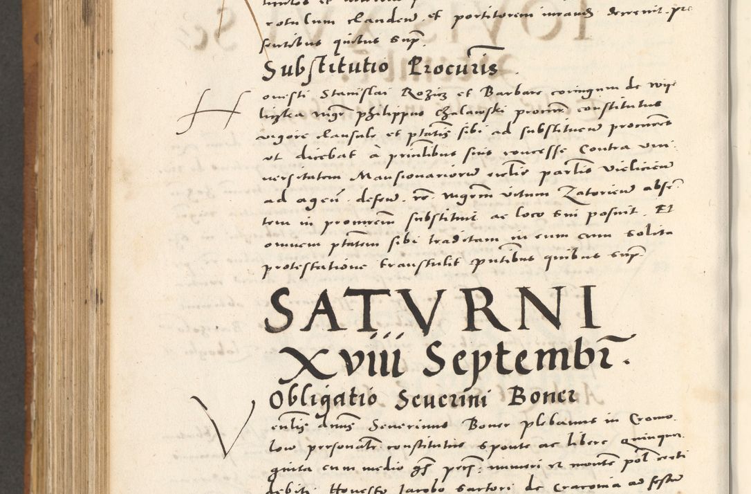 Zdjęcie nr 947 dla obiektu archiwalnego: Acta actorum, sententiarum tam diffinitivarum quam interloquutoriarum, decretorum, obligationum, quietationum et constitutionum procuratorum coram reverendo domino Andrea Przeczlauski scholastico vicarioque in spiritualibus generali Cracoviensi, ad annum Domini millesimum quingentesimum sexagesimum primum, cuius inditio quarta, pontidicatus Pii quarti, annus secundus, poeliciter sequuntur