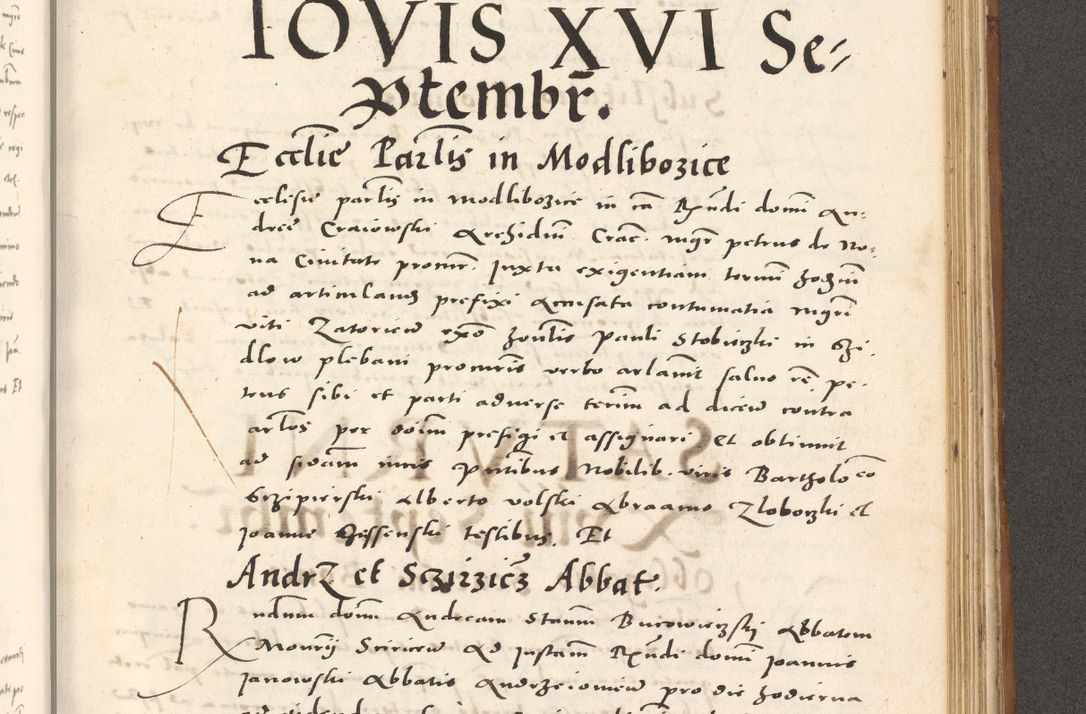 Zdjęcie nr 946 dla obiektu archiwalnego: Acta actorum, sententiarum tam diffinitivarum quam interloquutoriarum, decretorum, obligationum, quietationum et constitutionum procuratorum coram reverendo domino Andrea Przeczlauski scholastico vicarioque in spiritualibus generali Cracoviensi, ad annum Domini millesimum quingentesimum sexagesimum primum, cuius inditio quarta, pontidicatus Pii quarti, annus secundus, poeliciter sequuntur