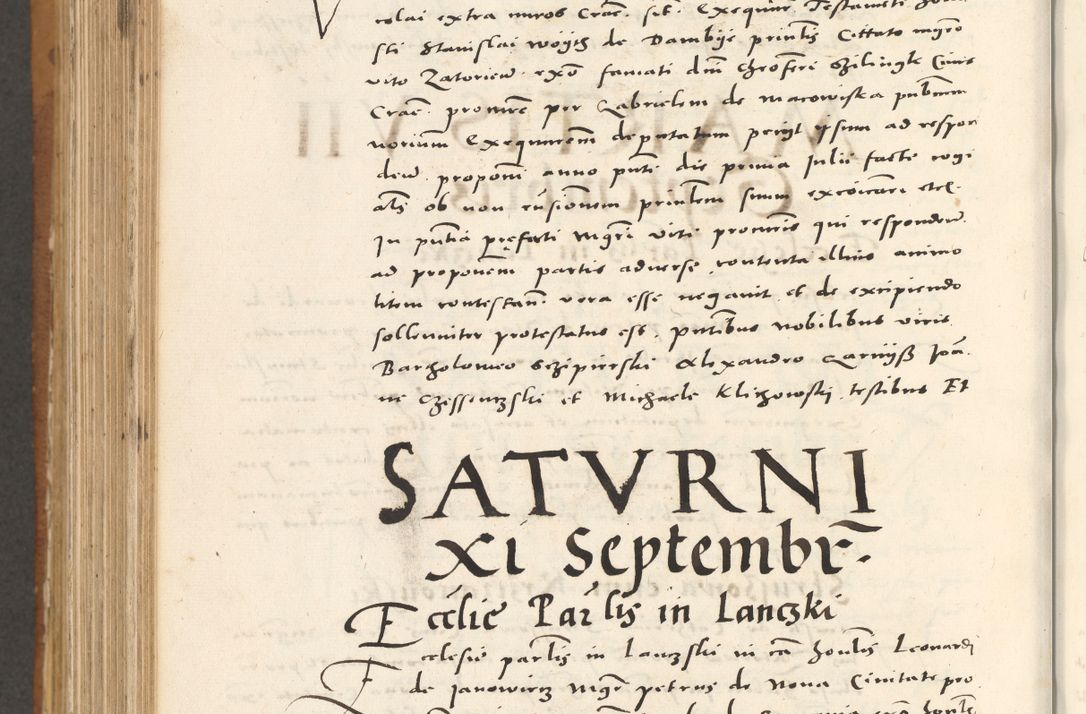 Zdjęcie nr 945 dla obiektu archiwalnego: Acta actorum, sententiarum tam diffinitivarum quam interloquutoriarum, decretorum, obligationum, quietationum et constitutionum procuratorum coram reverendo domino Andrea Przeczlauski scholastico vicarioque in spiritualibus generali Cracoviensi, ad annum Domini millesimum quingentesimum sexagesimum primum, cuius inditio quarta, pontidicatus Pii quarti, annus secundus, poeliciter sequuntur