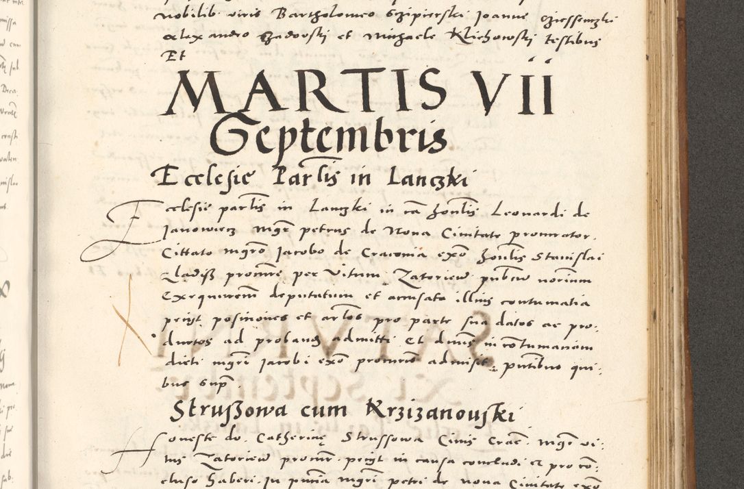 Zdjęcie nr 944 dla obiektu archiwalnego: Acta actorum, sententiarum tam diffinitivarum quam interloquutoriarum, decretorum, obligationum, quietationum et constitutionum procuratorum coram reverendo domino Andrea Przeczlauski scholastico vicarioque in spiritualibus generali Cracoviensi, ad annum Domini millesimum quingentesimum sexagesimum primum, cuius inditio quarta, pontidicatus Pii quarti, annus secundus, poeliciter sequuntur