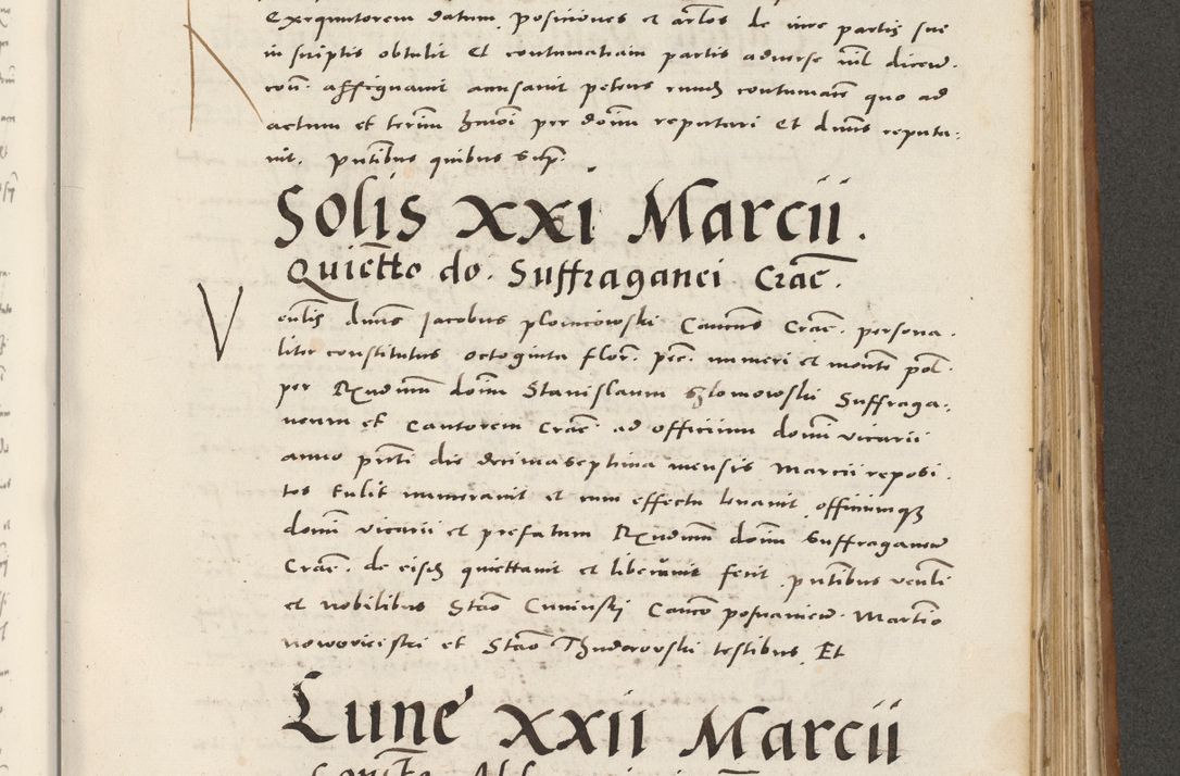 Zdjęcie nr 854 dla obiektu archiwalnego: Acta actorum, sententiarum tam diffinitivarum quam interloquutoriarum, decretorum, obligationum, quietationum et constitutionum procuratorum coram reverendo domino Andrea Przeczlauski scholastico vicarioque in spiritualibus generali Cracoviensi, ad annum Domini millesimum quingentesimum sexagesimum primum, cuius inditio quarta, pontidicatus Pii quarti, annus secundus, poeliciter sequuntur