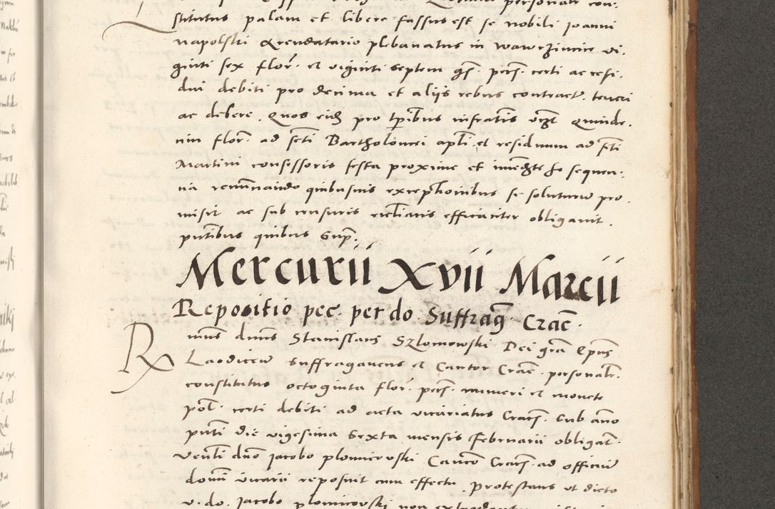 Zdjęcie nr 850 dla obiektu archiwalnego: Acta actorum, sententiarum tam diffinitivarum quam interloquutoriarum, decretorum, obligationum, quietationum et constitutionum procuratorum coram reverendo domino Andrea Przeczlauski scholastico vicarioque in spiritualibus generali Cracoviensi, ad annum Domini millesimum quingentesimum sexagesimum primum, cuius inditio quarta, pontidicatus Pii quarti, annus secundus, poeliciter sequuntur