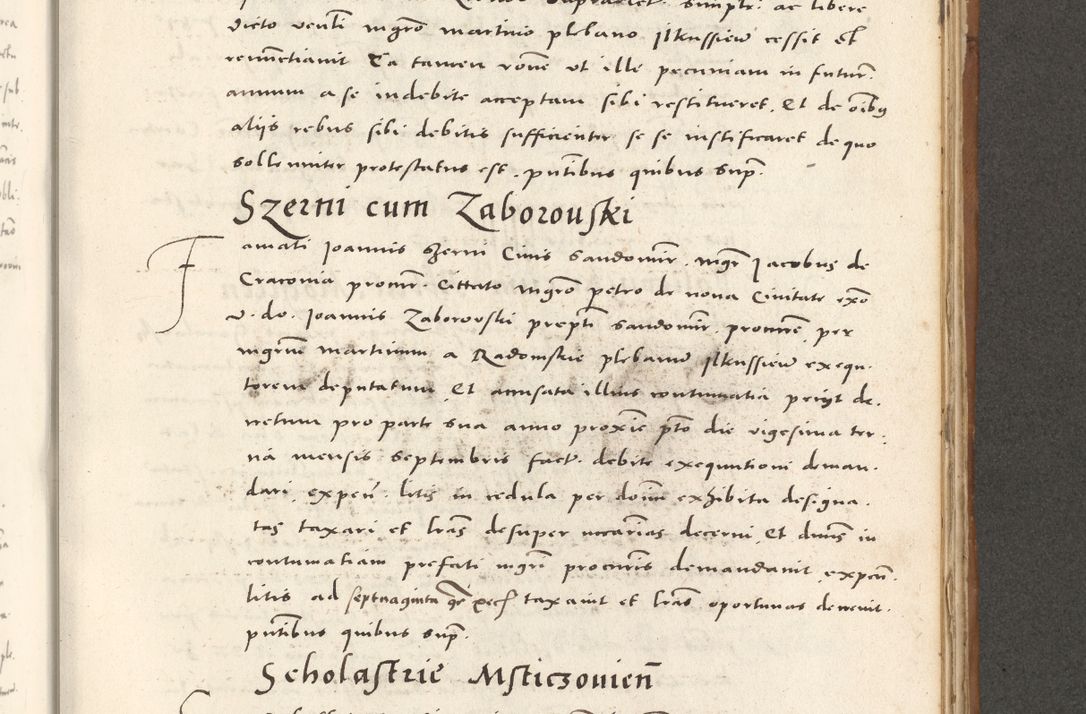 Zdjęcie nr 842 dla obiektu archiwalnego: Acta actorum, sententiarum tam diffinitivarum quam interloquutoriarum, decretorum, obligationum, quietationum et constitutionum procuratorum coram reverendo domino Andrea Przeczlauski scholastico vicarioque in spiritualibus generali Cracoviensi, ad annum Domini millesimum quingentesimum sexagesimum primum, cuius inditio quarta, pontidicatus Pii quarti, annus secundus, poeliciter sequuntur