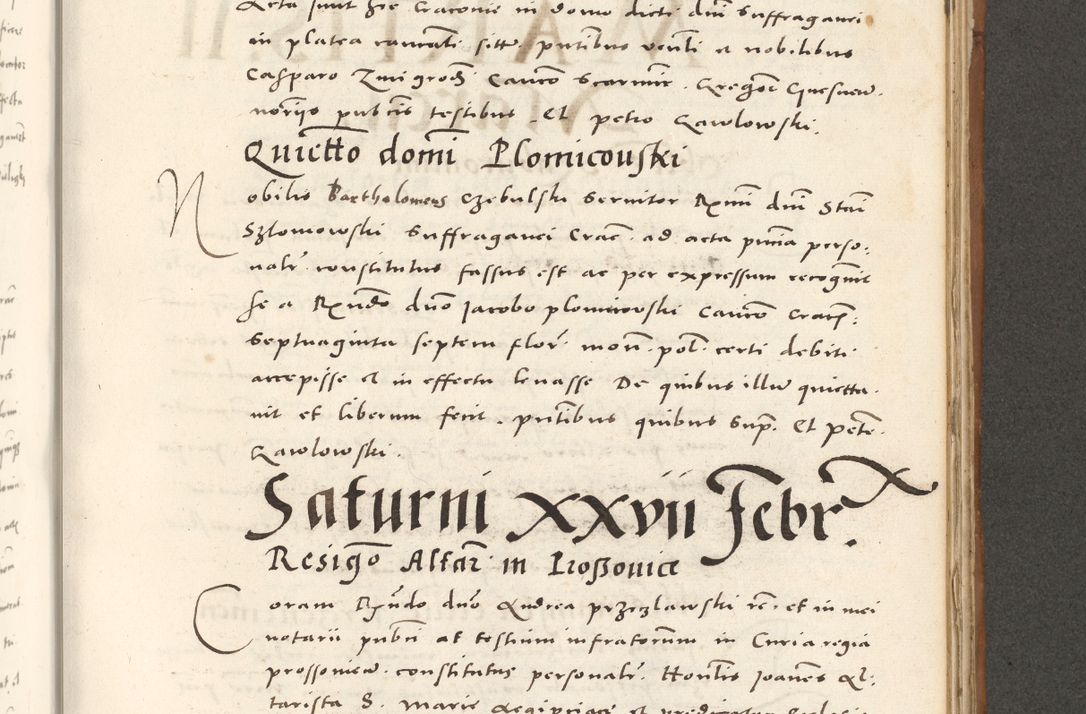 Zdjęcie nr 836 dla obiektu archiwalnego: Acta actorum, sententiarum tam diffinitivarum quam interloquutoriarum, decretorum, obligationum, quietationum et constitutionum procuratorum coram reverendo domino Andrea Przeczlauski scholastico vicarioque in spiritualibus generali Cracoviensi, ad annum Domini millesimum quingentesimum sexagesimum primum, cuius inditio quarta, pontidicatus Pii quarti, annus secundus, poeliciter sequuntur