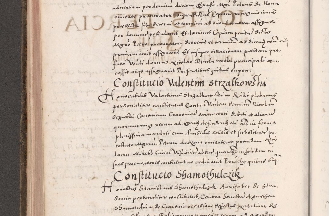 Zdjęcie nr 406 dla obiektu archiwalnego: Acta actorum causarum, sententiarum tam diffinitivarum quam interloquutoriarum, decretorum, obligationum, quietationum, constitutionum procuratorum etc. coram reverendo domino Martino Izdbienski de Russiecz archidiacono Posnaniensi, custode et in spiritualibus vicario generali Cracoviensi, ad annum Domini millesimum quingesimum sexagesimum quintum, cuius indictio octava, pontificatus Pii pape, annus sextus, continuantur