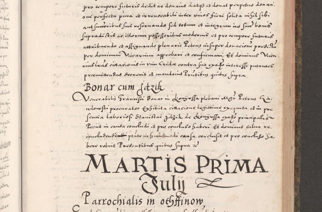 Zdjęcie nr 403 dla obiektu archiwalnego: Acta actorum causarum, sententiarum tam diffinitivarum quam interloquutoriarum, decretorum, obligationum, quietationum, constitutionum procuratorum etc. coram reverendo domino Martino Izdbienski de Russiecz archidiacono Posnaniensi, custode et in spiritualibus vicario generali Cracoviensi, ad annum Domini millesimum quingesimum sexagesimum quintum, cuius indictio octava, pontificatus Pii pape, annus sextus, continuantur