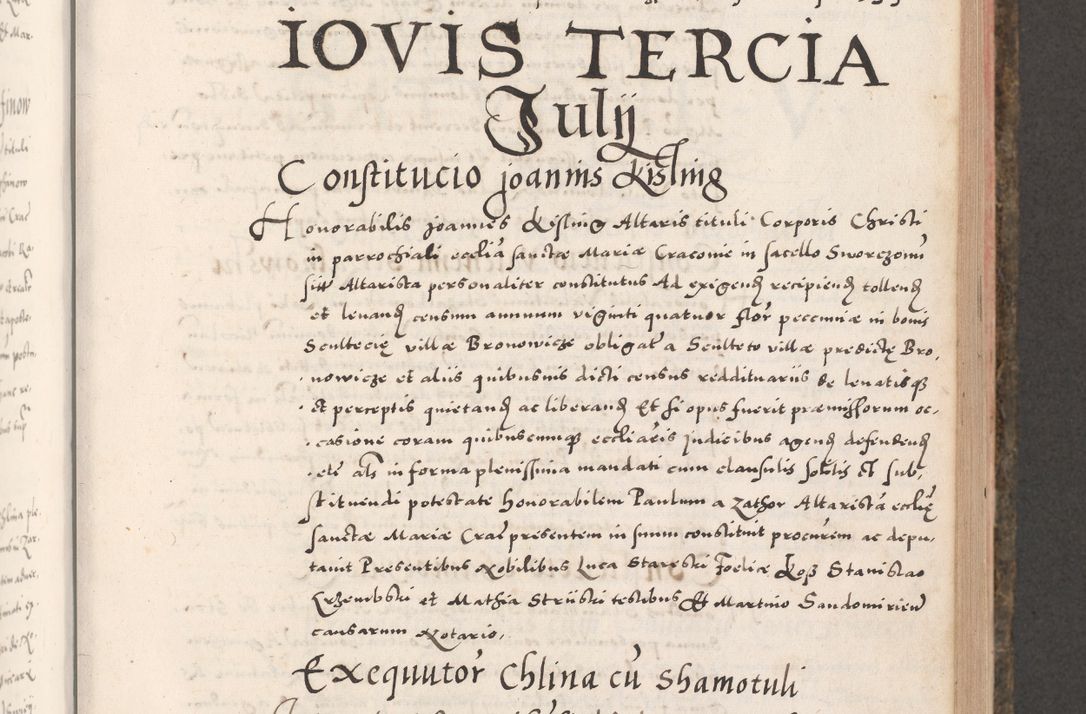 Zdjęcie nr 405 dla obiektu archiwalnego: Acta actorum causarum, sententiarum tam diffinitivarum quam interloquutoriarum, decretorum, obligationum, quietationum, constitutionum procuratorum etc. coram reverendo domino Martino Izdbienski de Russiecz archidiacono Posnaniensi, custode et in spiritualibus vicario generali Cracoviensi, ad annum Domini millesimum quingesimum sexagesimum quintum, cuius indictio octava, pontificatus Pii pape, annus sextus, continuantur