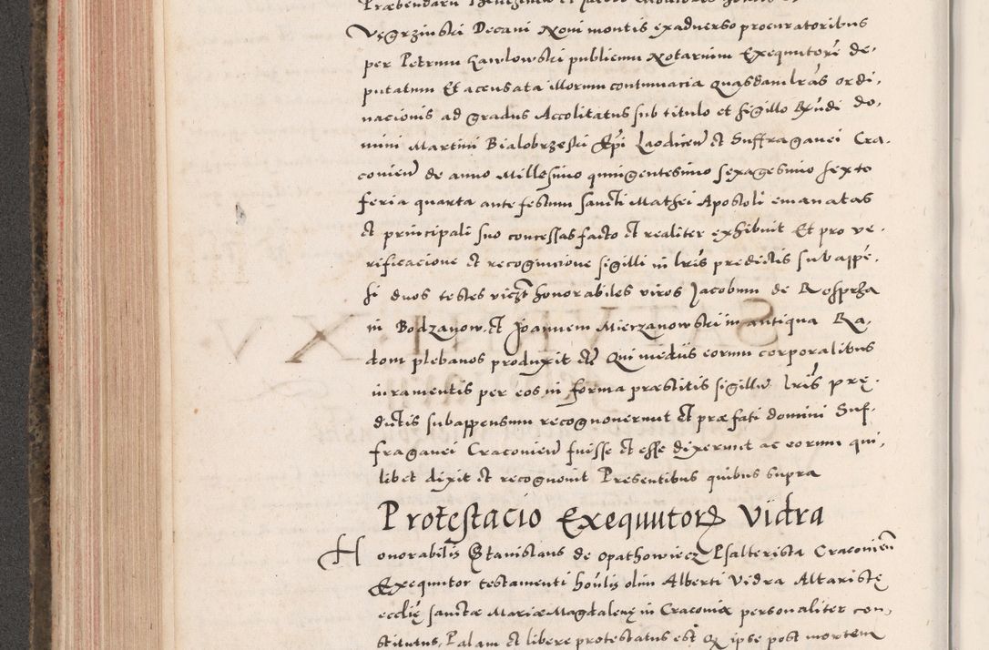 Zdjęcie nr 322 dla obiektu archiwalnego: Acta actorum causarum, sententiarum tam diffinitivarum quam interloquutoriarum, decretorum, obligationum, quietationum, constitutionum procuratorum etc. coram reverendo domino Martino Izdbienski de Russiecz archidiacono Posnaniensi, custode et in spiritualibus vicario generali Cracoviensi, ad annum Domini millesimum quingesimum sexagesimum quintum, cuius indictio octava, pontificatus Pii pape, annus sextus, continuantur